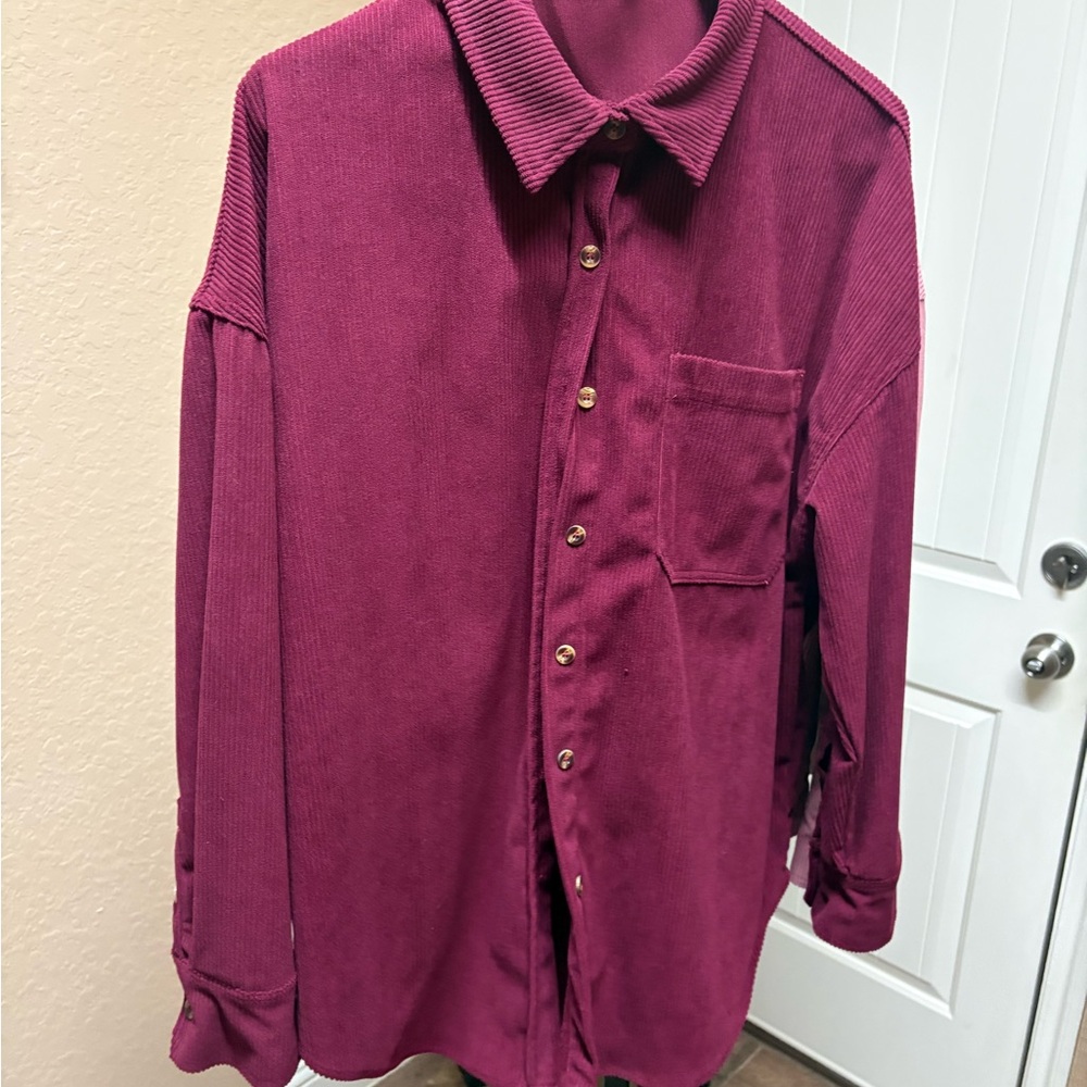 Amazon Essentials Women's Jacket in Burgundy. Shacket